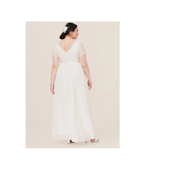 Ivory Sequin Lace & Chiffon Formal Gown - Picture 2 of 4